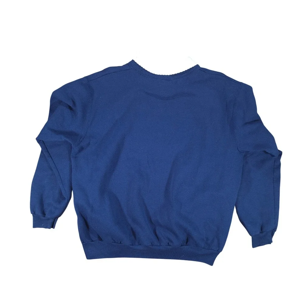 VTG Top Stitch by Morning Sun Navy Blue Cat Flower Embroidered Sweatshirt Med - Picture 3 of 7